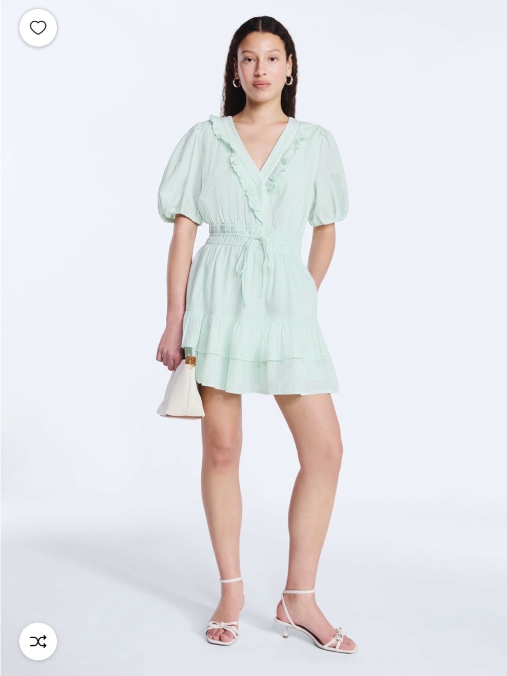 Free Assembly Light Mint Ruffle V-Neck Mini Dress